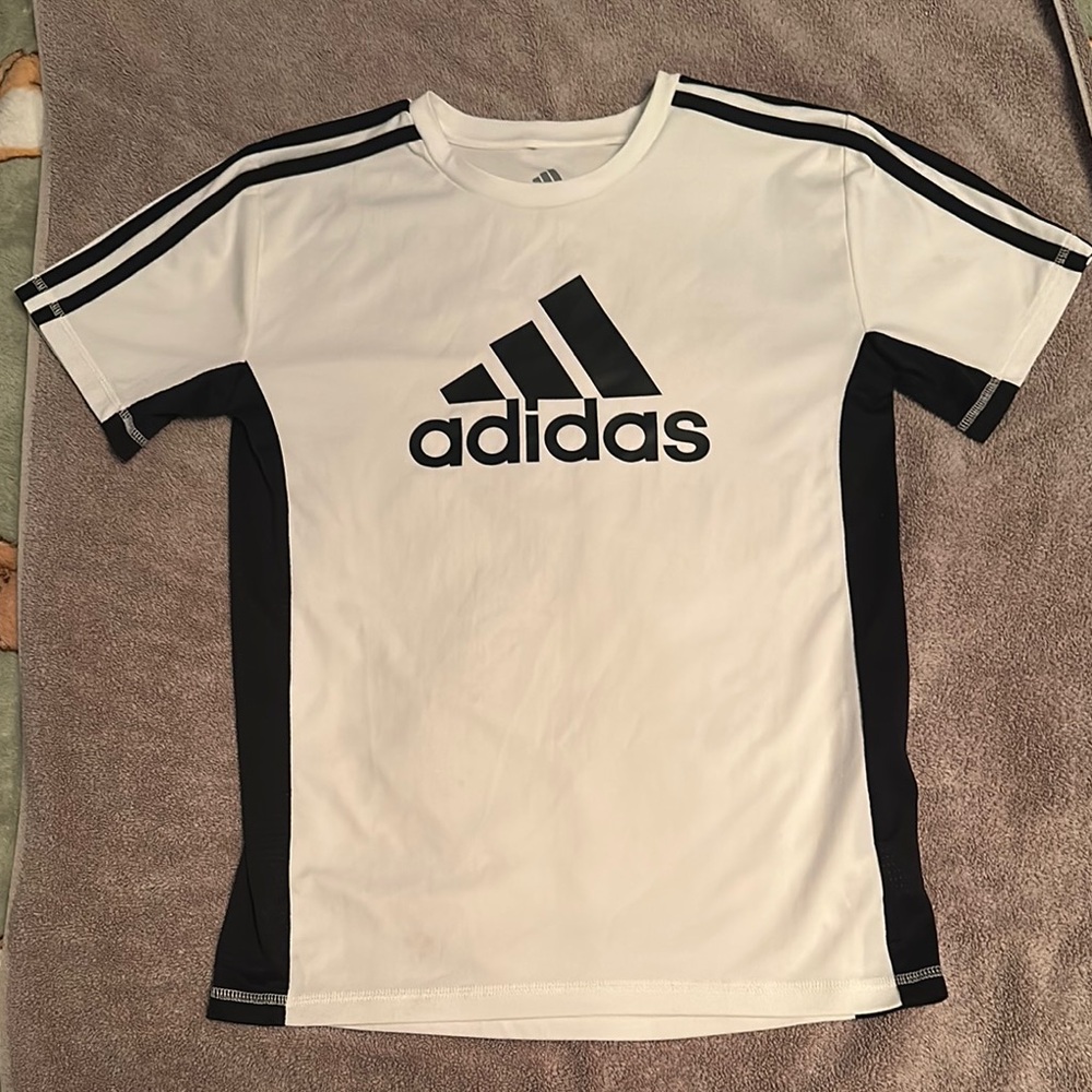 Adidas Kids Black and White Short Sleeve Tee